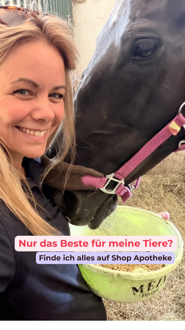 Ruth (@butterfly.mommy) mit ihrem Pferd im UGC-Video für Shop Apotheke — Hook „Nur das Beste für meine Tiere?“