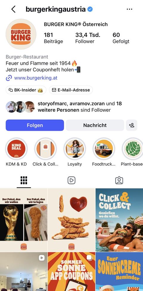 Social Media Betreuung Burger King Austria Instagram